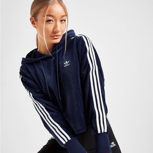 Adidas Womens Velour Cropped Hoodie